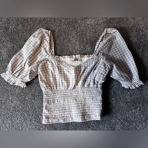 Abercrombie and Fitch Gingham Smocked Women's Top small